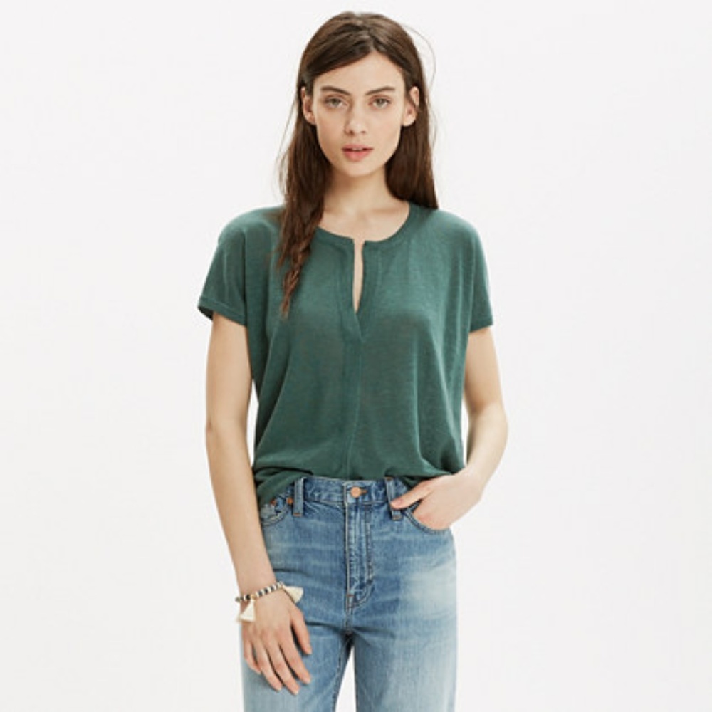 Linen Interlude Sweater in Meadow Green